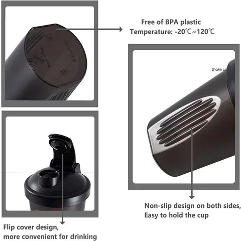 Protein Shaker Bottle 20Oz - Leak Proof With Mixer Ball