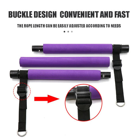 Pilates Bar Kit With Resistance Bands Stackable Band Workout Equipment For Legs Hip Waist Arm Exercise Women & Men Home Gym Yoga